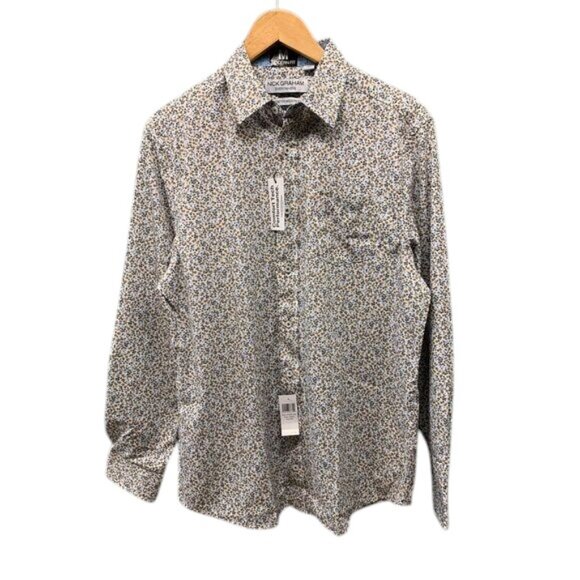 Nick Graham Shirt Men’s M Modern Fit Floral Button Up Cotton Casual Golf NWT - Picture 1 of 10